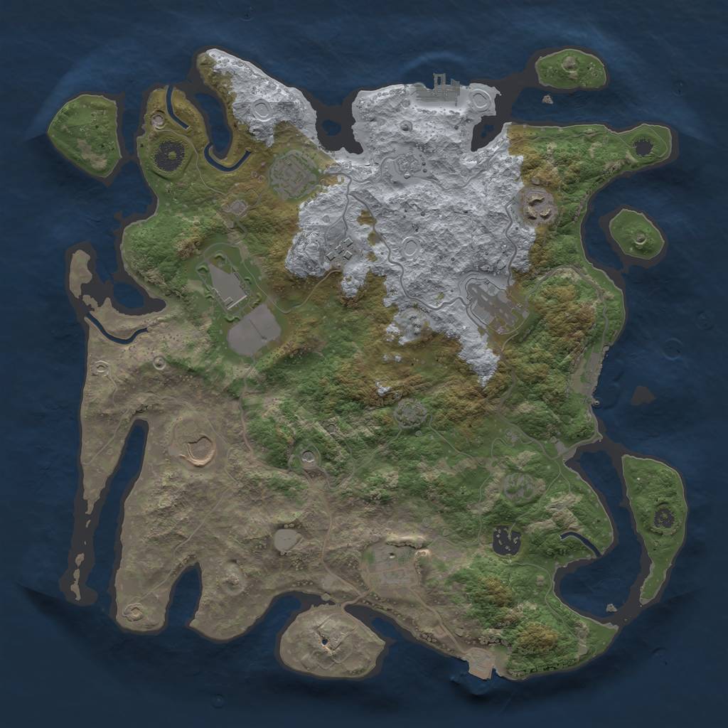 Rust Map: Procedural Map, Size: 3650, Seed: 26295713, 16 Monuments
