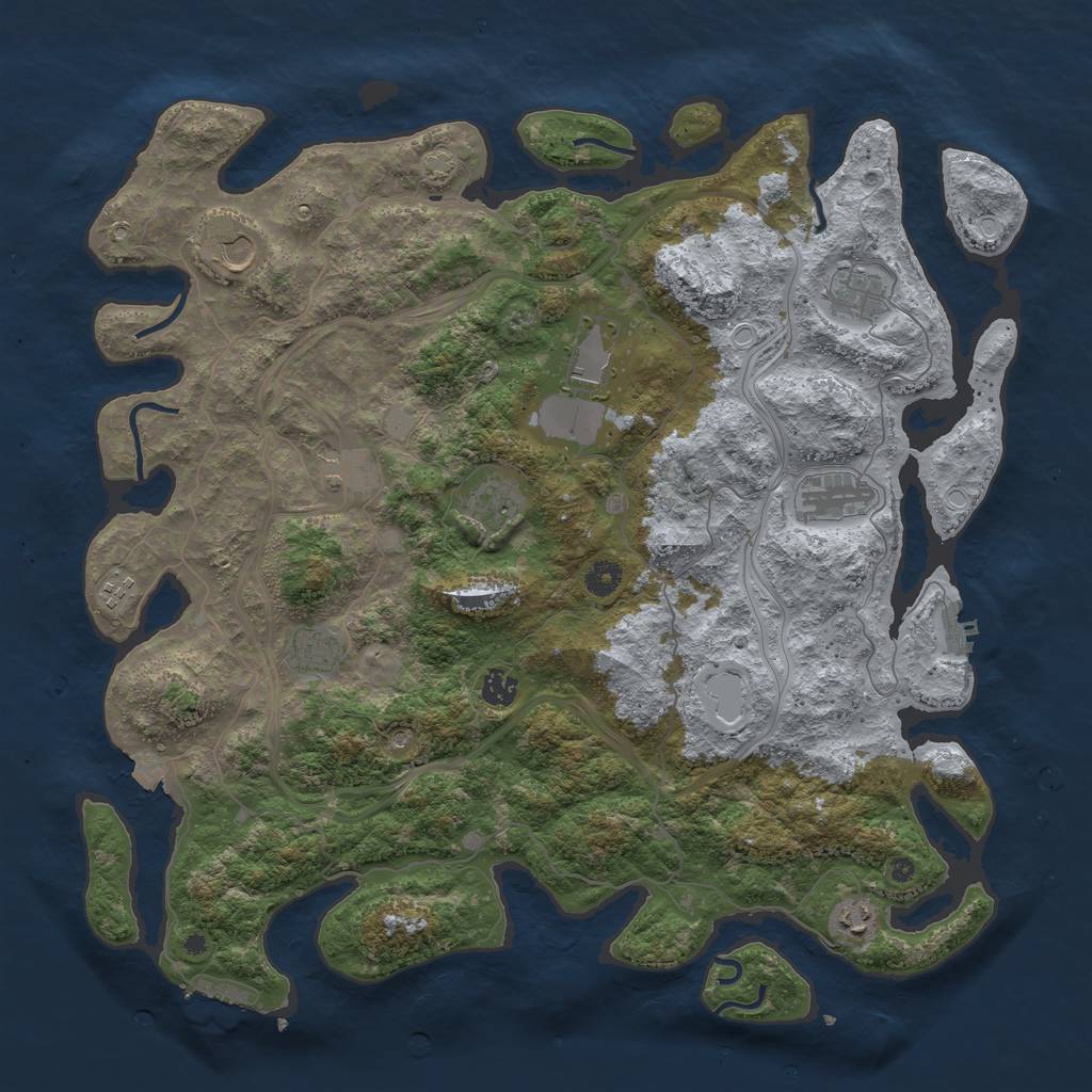 Rust Map: Procedural Map, Size: 4500, Seed: 710558032, 18 Monuments