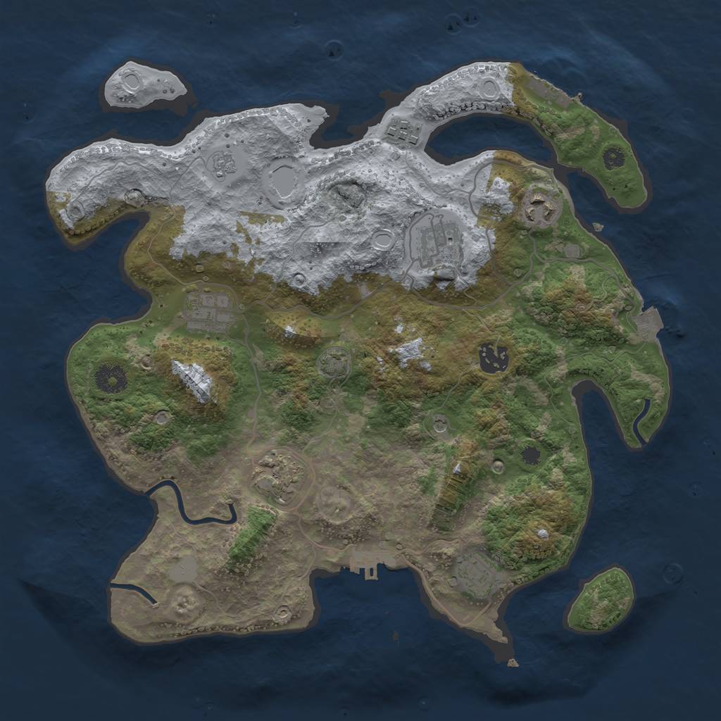 Rust Map: Procedural Map, Size: 3450, Seed: 38713215, 15 Monuments