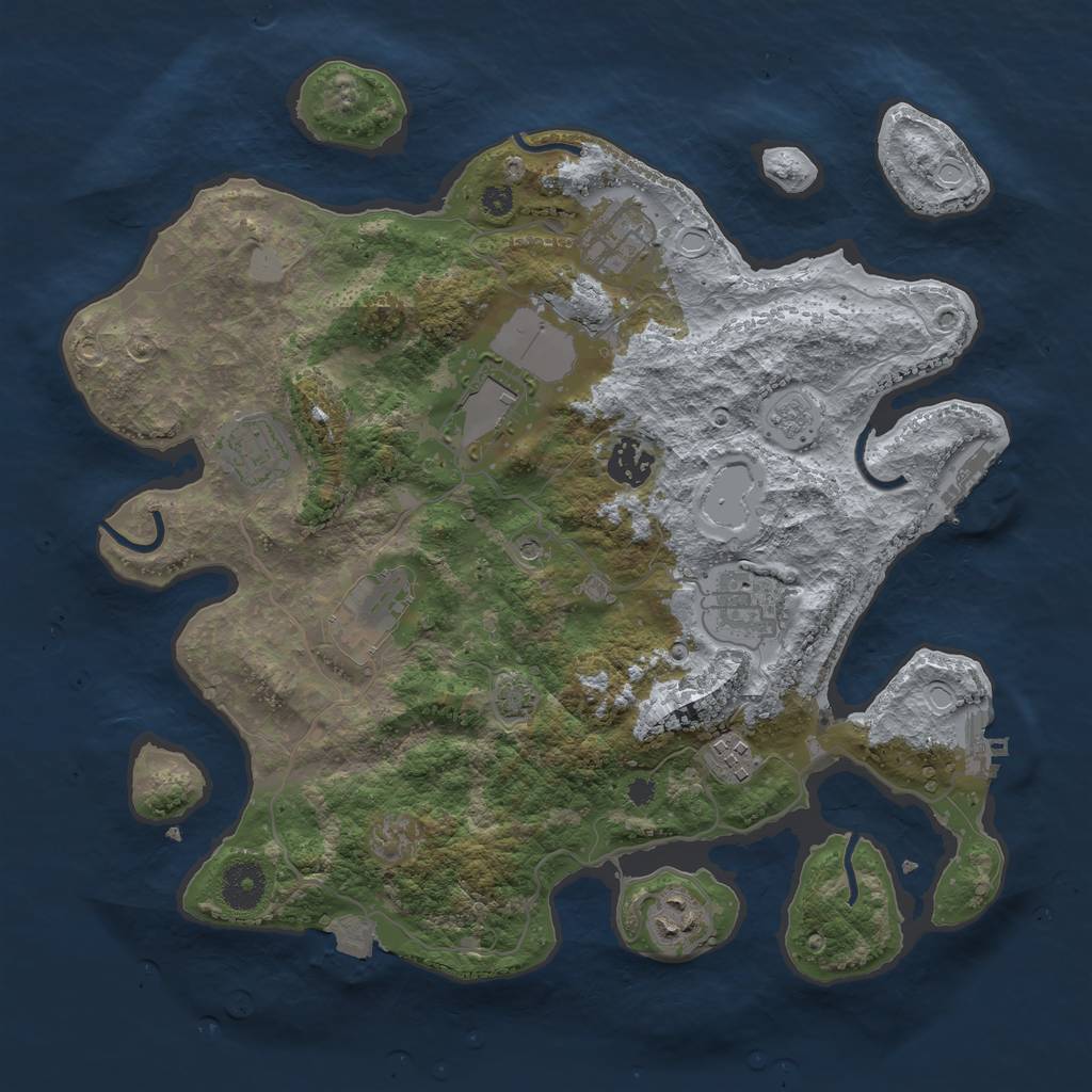 Rust Map: Procedural Map, Size: 3550, Seed: 8356841, 16 Monuments