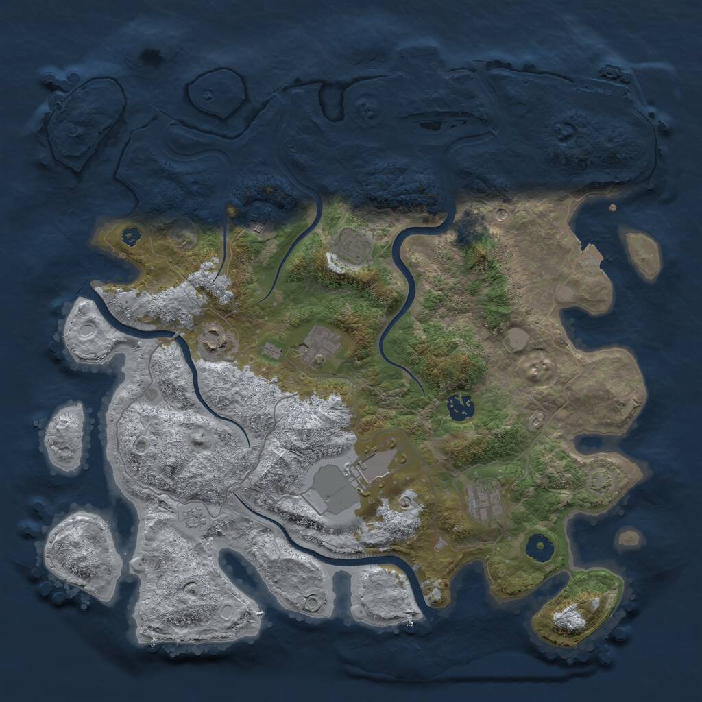 Rust Map: Procedural Map, Size: 3850, Seed: 34341350, 13 Monuments