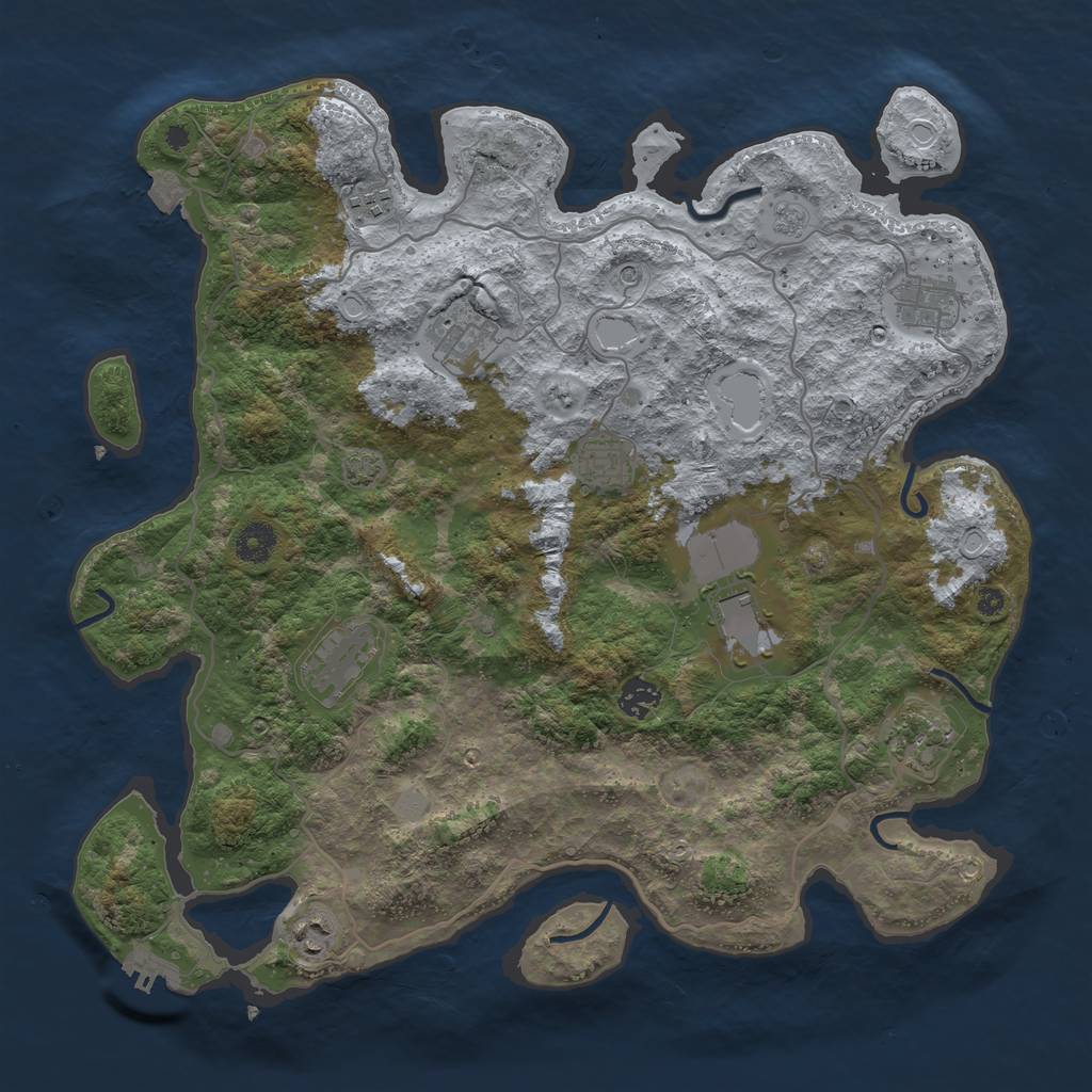 Rust Map: Procedural Map, Size: 4000, Seed: 111177, 16 Monuments