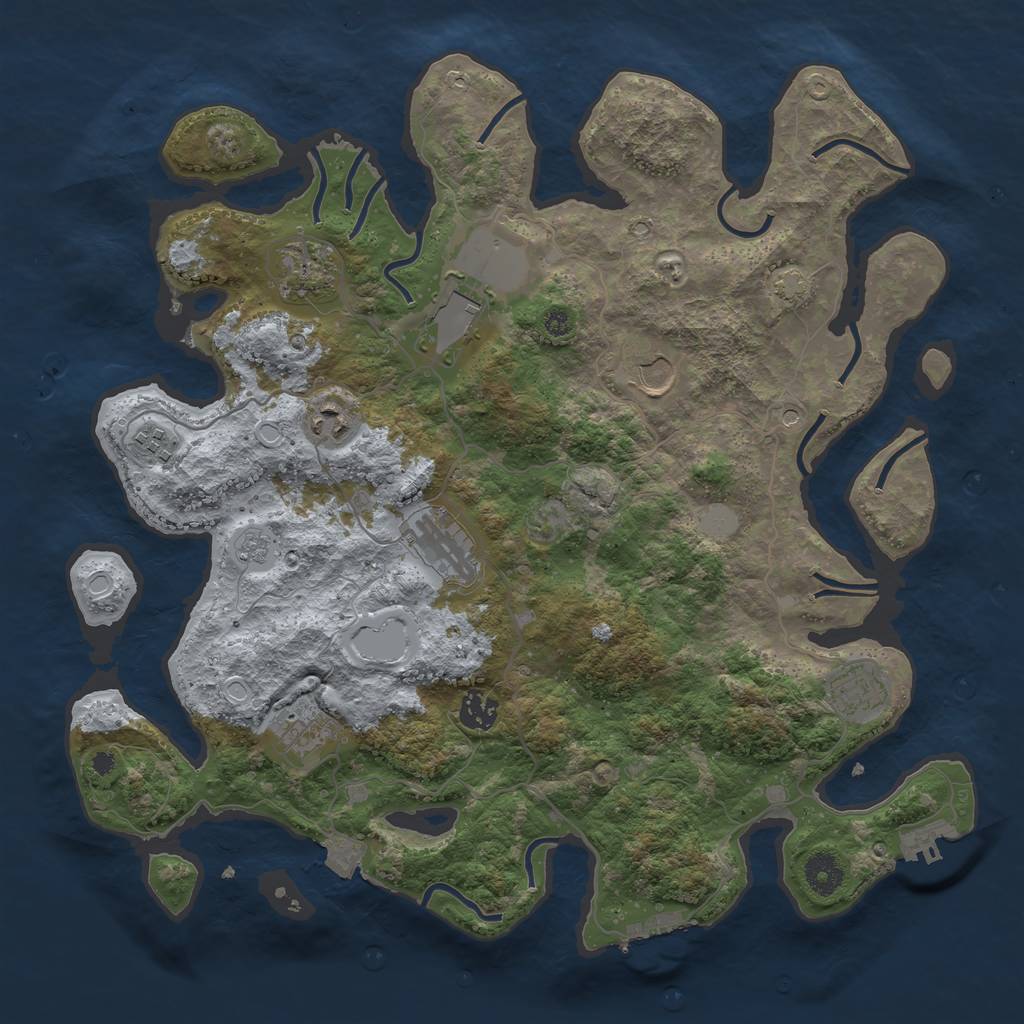 Rust Map: Procedural Map, Size: 3850, Seed: 46612754, 17 Monuments