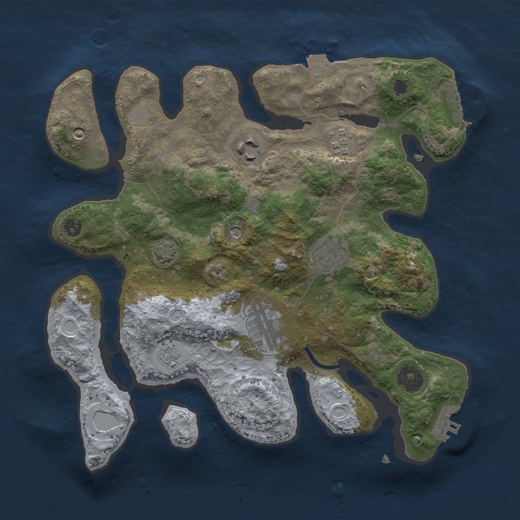Rust Map: Procedural Map, Size: 3000, Seed: 22445, 12 Monuments