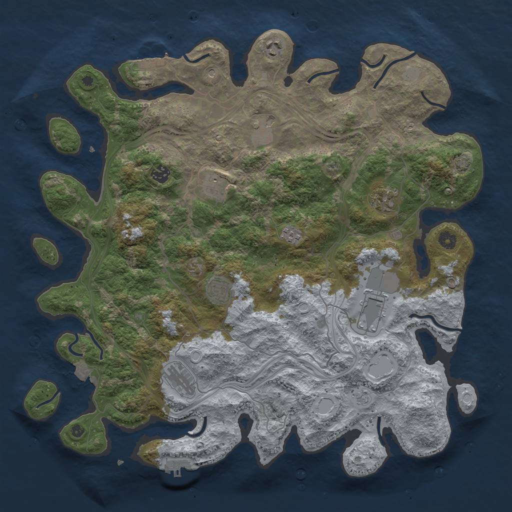 Rust Map: Procedural Map, Size: 4250, Seed: 2132214, 17 Monuments
