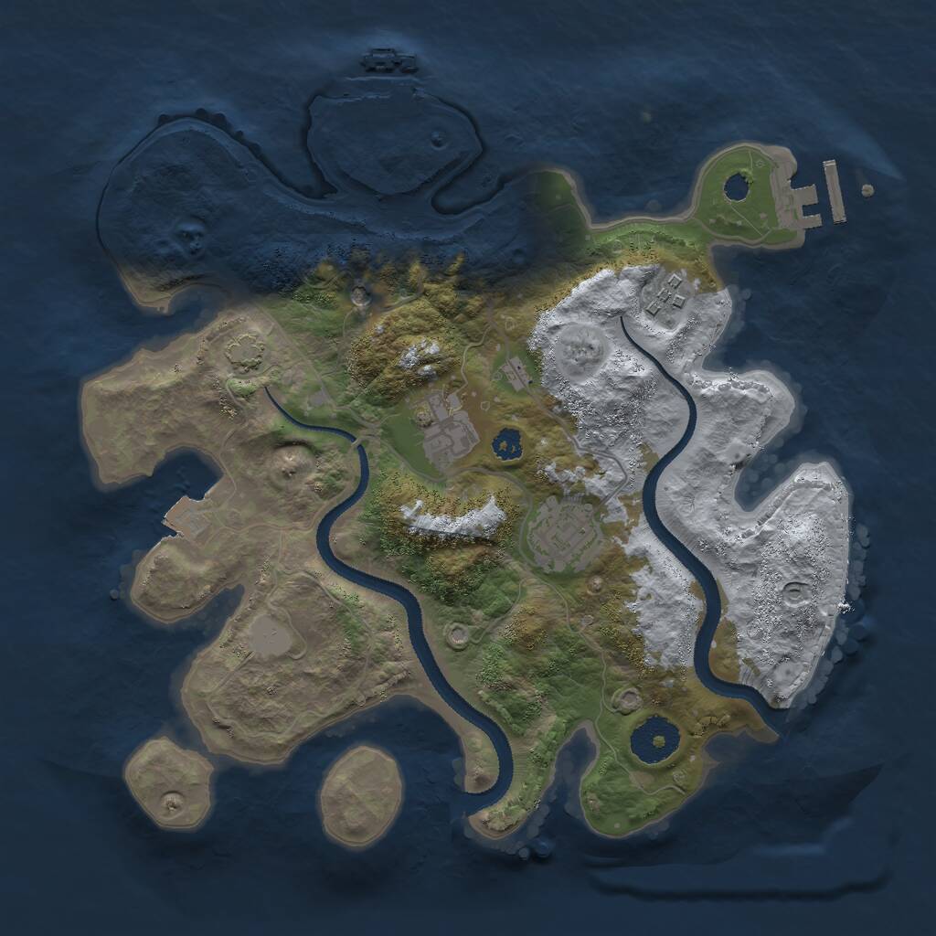 Rust Map: Procedural Map, Size: 3000, Seed: 13395, 8 Monuments