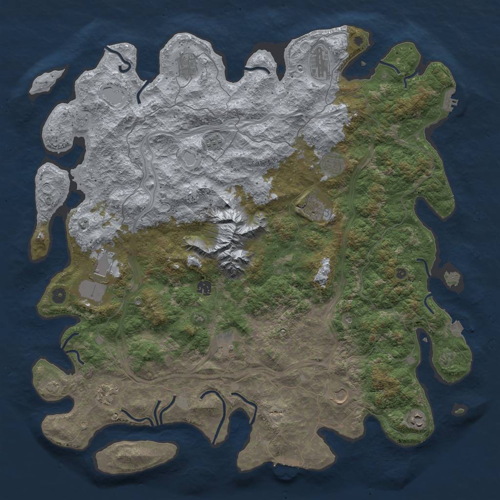 Rust Map: Procedural Map, Size: 5000, Seed: 1043029531, 19 Monuments