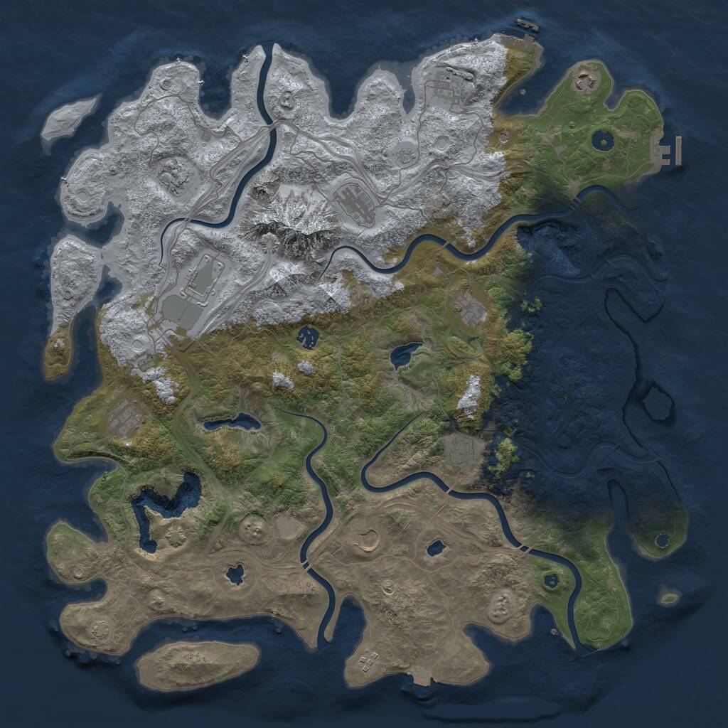 Rust Map: Procedural Map, Size: 5000, Seed: 1043029531, 17 Monuments