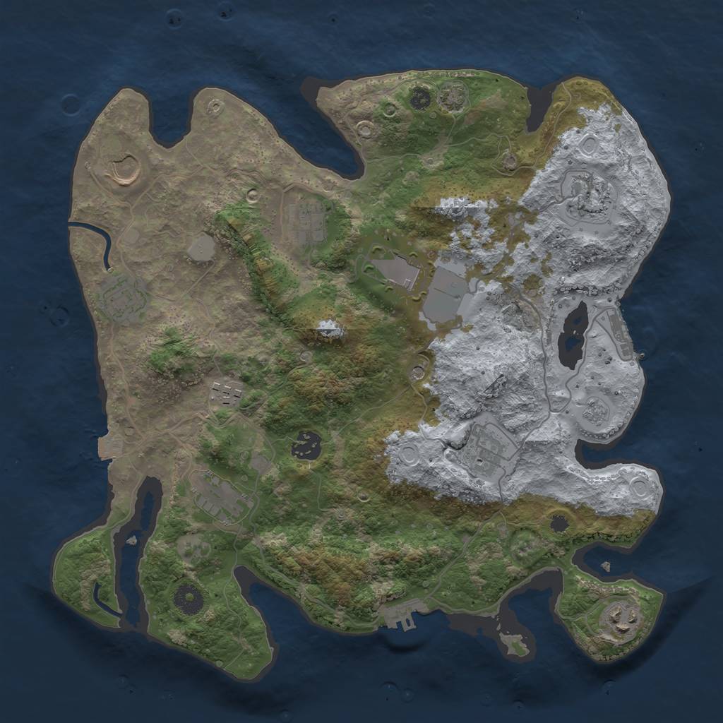 Rust Map: Procedural Map, Size: 3600, Seed: 16775055, 18 Monuments
