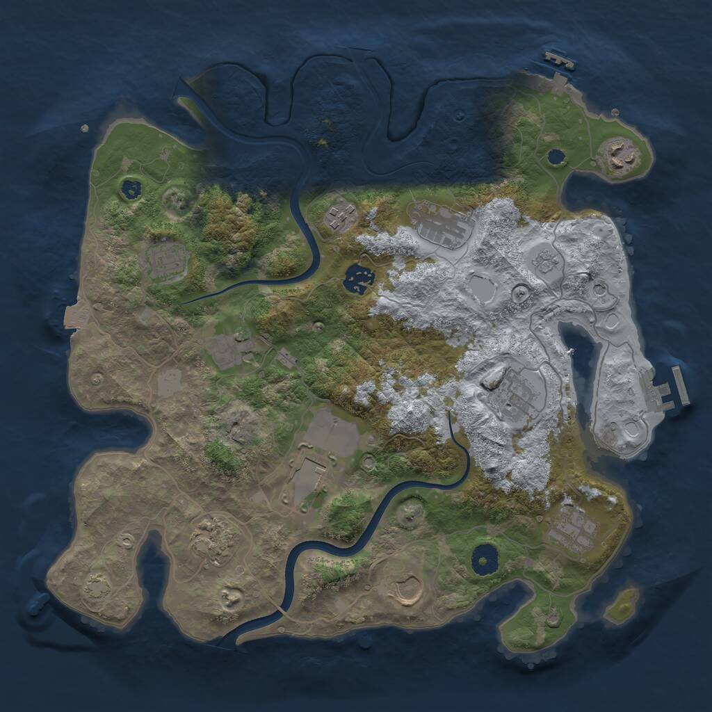 Rust Map: Procedural Map, Size: 3600, Seed: 3911393, 17 Monuments