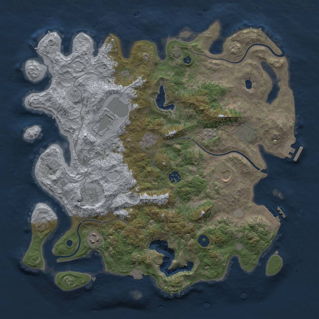 Rust Map: Procedural Map, Size: 4100, Seed: 44364840, 14 Monuments