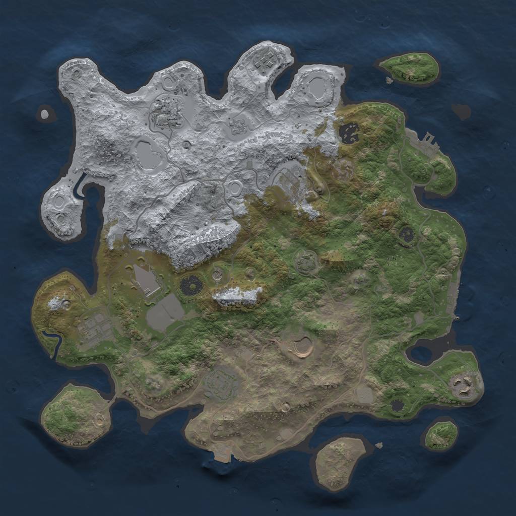 Rust Map: Procedural Map, Size: 3600, Seed: 95251555, 17 Monuments