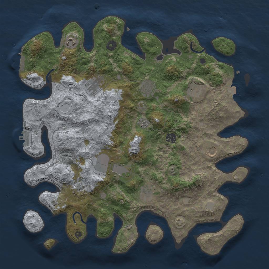 Rust Map: Procedural Map, Size: 3900, Seed: 32494492, 18 Monuments
