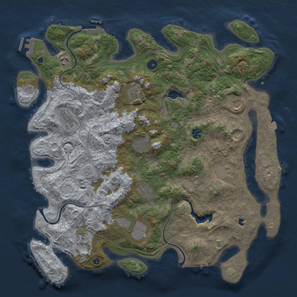 Rust Map: Procedural Map, Size: 4400, Seed: 33987461, 17 Monuments