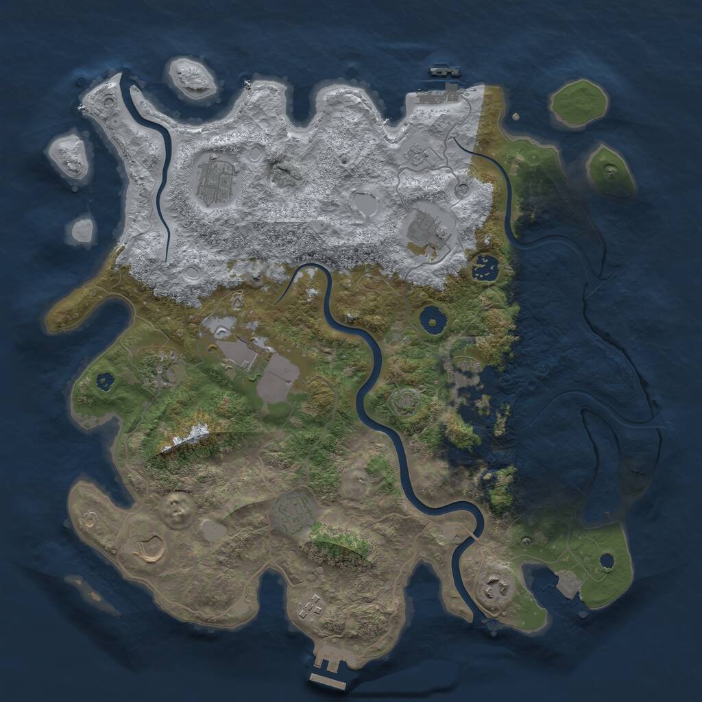 Rust Map: Procedural Map, Size: 3900, Seed: 34566852, 16 Monuments