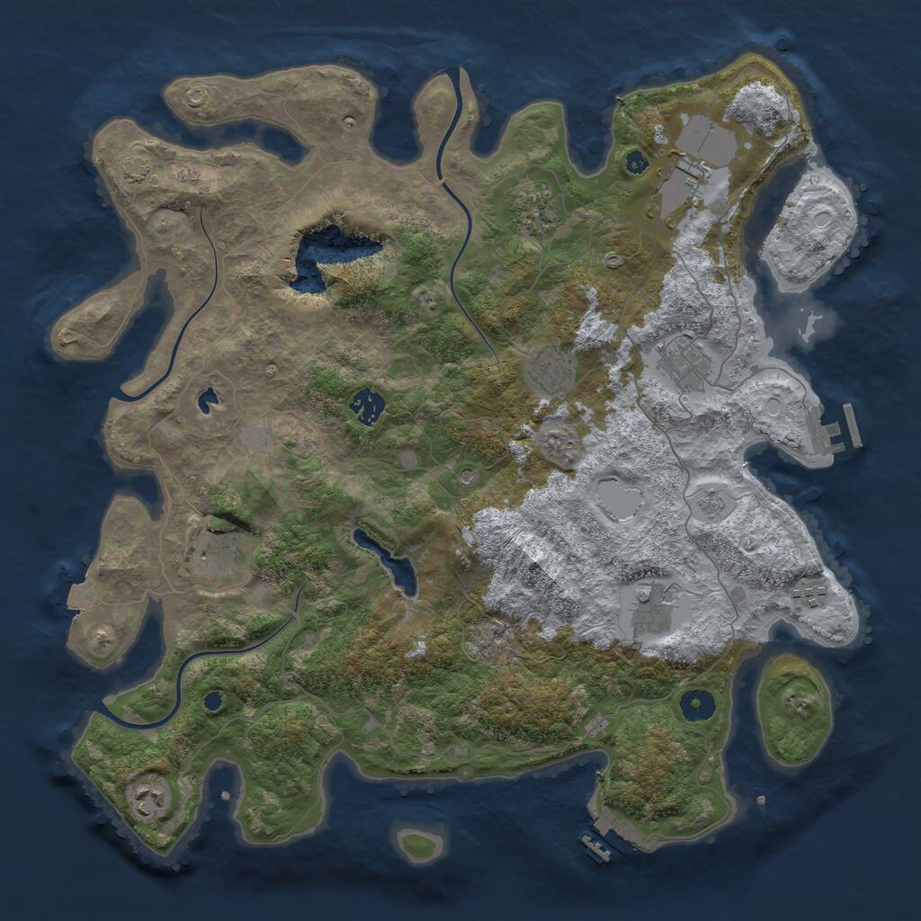 Rust Map: Procedural Map, Size: 4100, Seed: 28429418, 15 Monuments