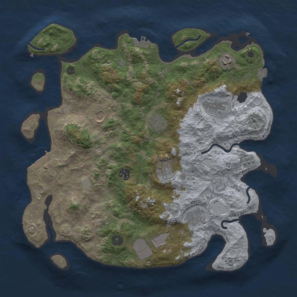 Rust Map: Procedural Map, Size: 3850, Seed: 48799417, 18 Monuments