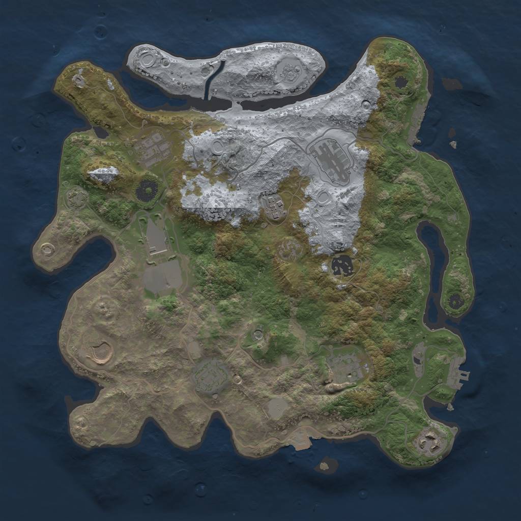 Rust Map: Procedural Map, Size: 3500, Seed: 596547, 17 Monuments