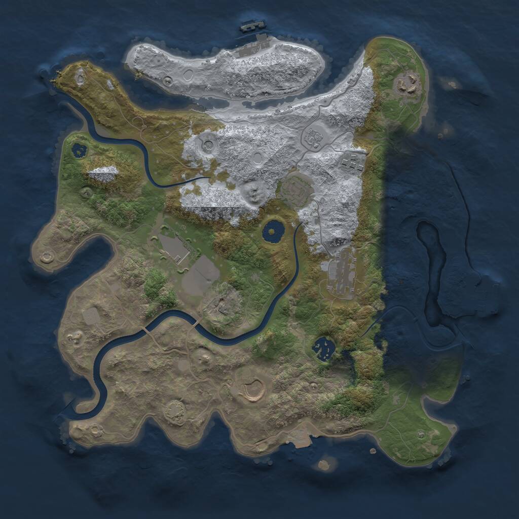 Rust Map: Procedural Map, Size: 3500, Seed: 596547, 13 Monuments
