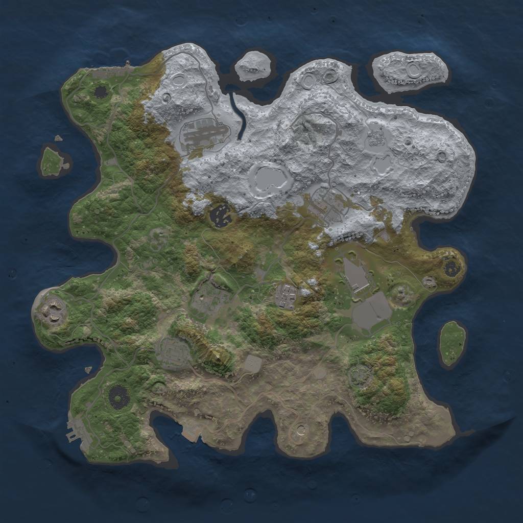Rust Map: Procedural Map, Size: 3500, Seed: 25687123, 16 Monuments