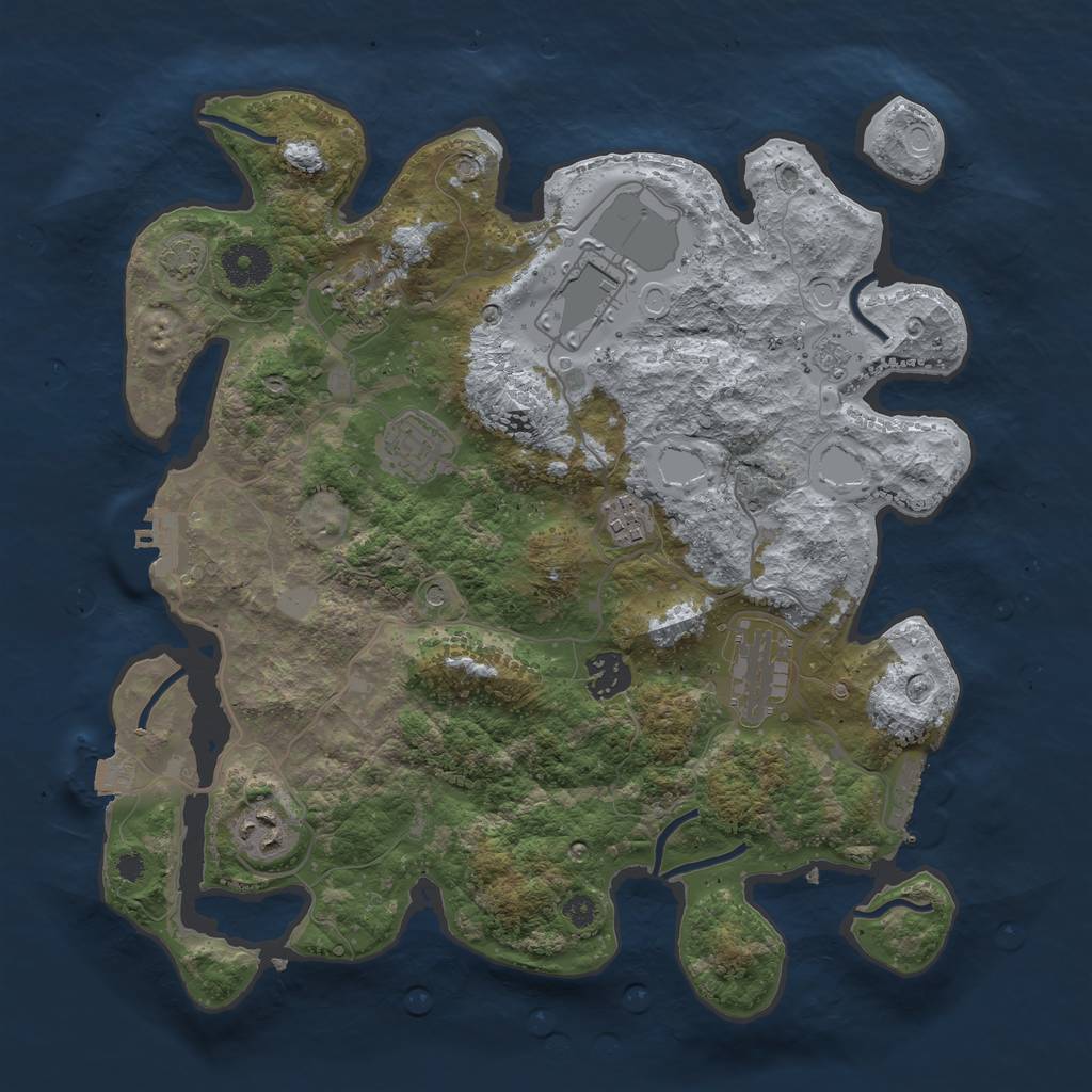 Rust Map: Procedural Map, Size: 3500, Seed: 21384545, 15 Monuments