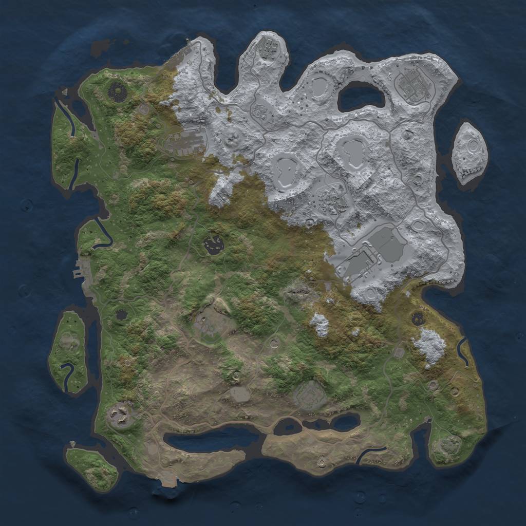 Rust Map: Procedural Map, Size: 4000, Seed: 84528167, 17 Monuments
