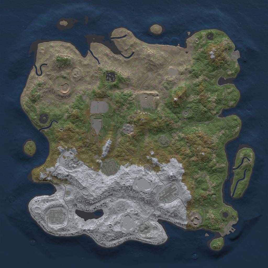 Rust Map: Procedural Map, Size: 3900, Seed: 60149739, 18 Monuments