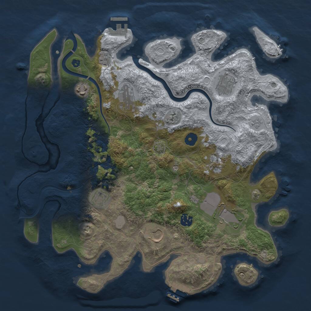 Rust Map: Procedural Map, Size: 3700, Seed: 91432494, 15 Monuments