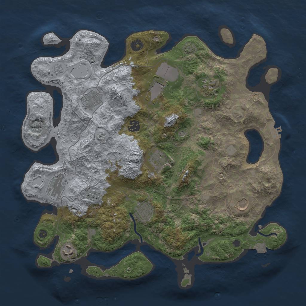 Rust Map: Procedural Map, Size: 3750, Seed: 74635905, 17 Monuments
