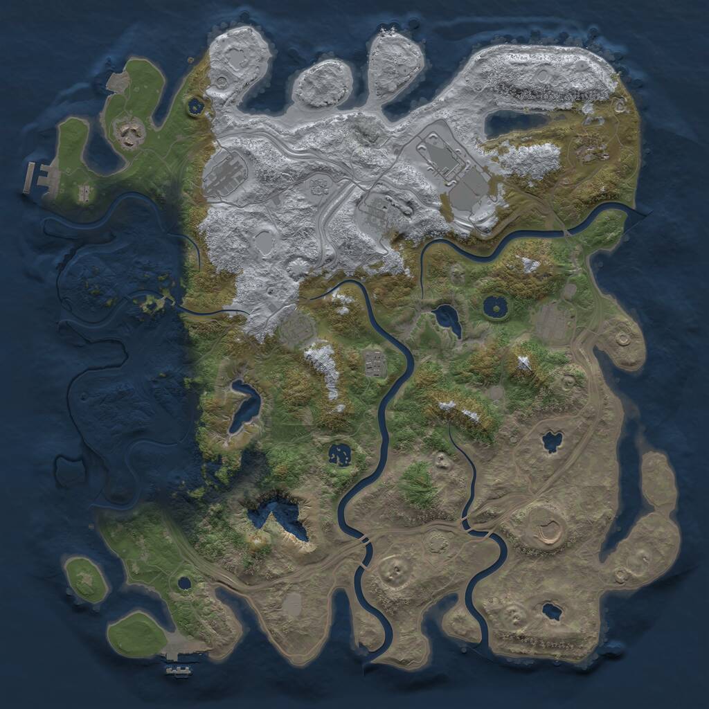 Rust Map: Procedural Map, Size: 4500, Seed: 951207219, 16 Monuments