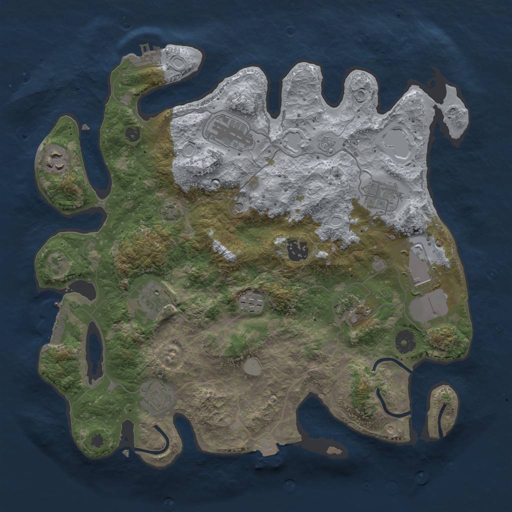 Rust Map: Procedural Map, Size: 3500, Seed: 19908000, 17 Monuments