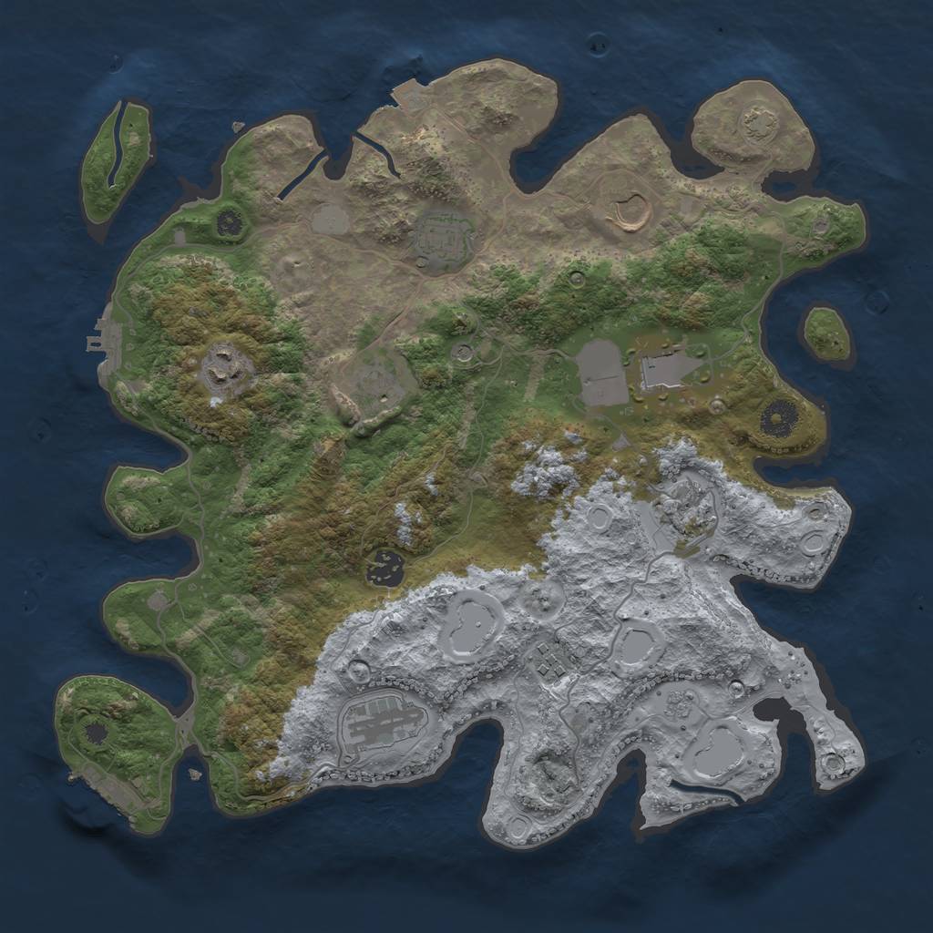Rust Map: Procedural Map, Size: 3700, Seed: 48629813, 17 Monuments
