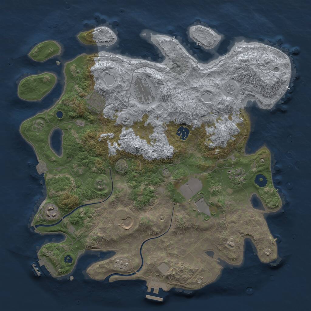 Rust Map: Procedural Map, Size: 3700, Seed: 65849607, 14 Monuments