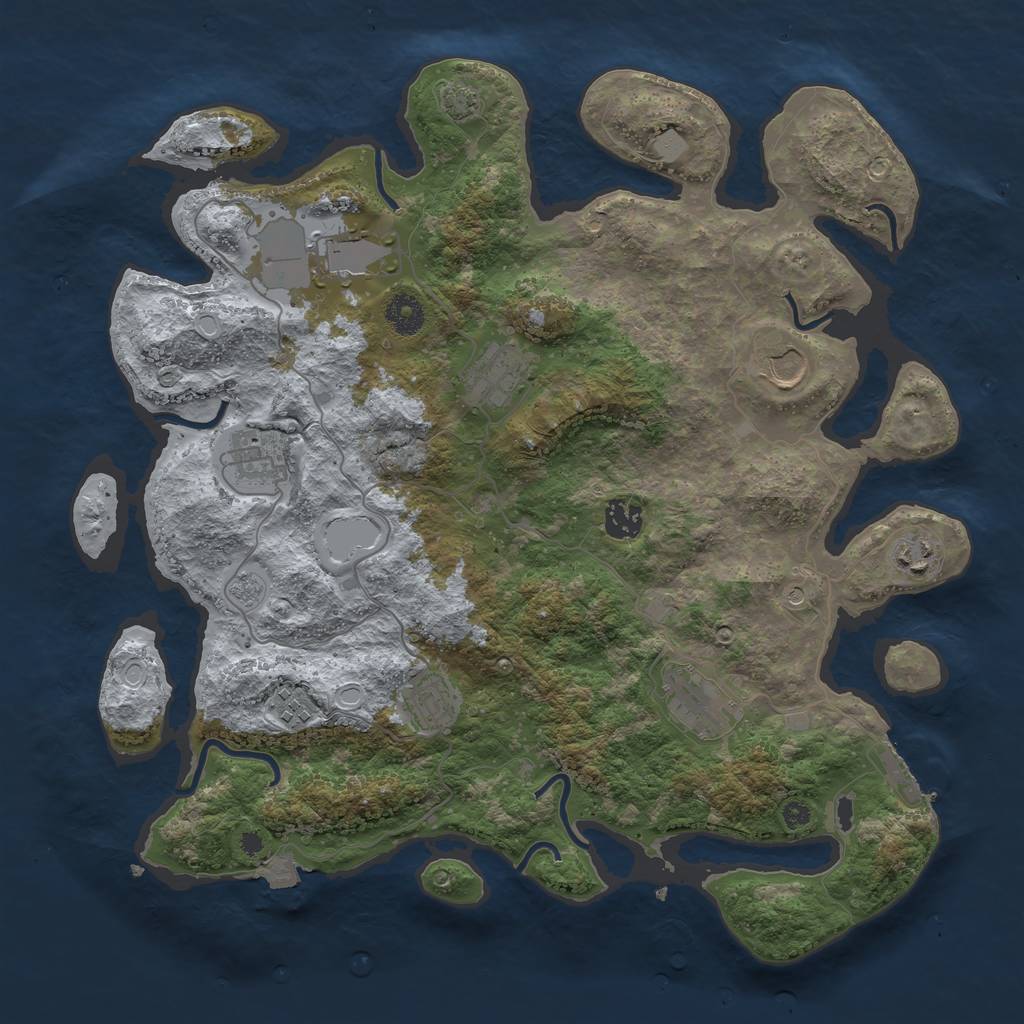 Rust Map: Procedural Map, Size: 3850, Seed: 19651070, 16 Monuments