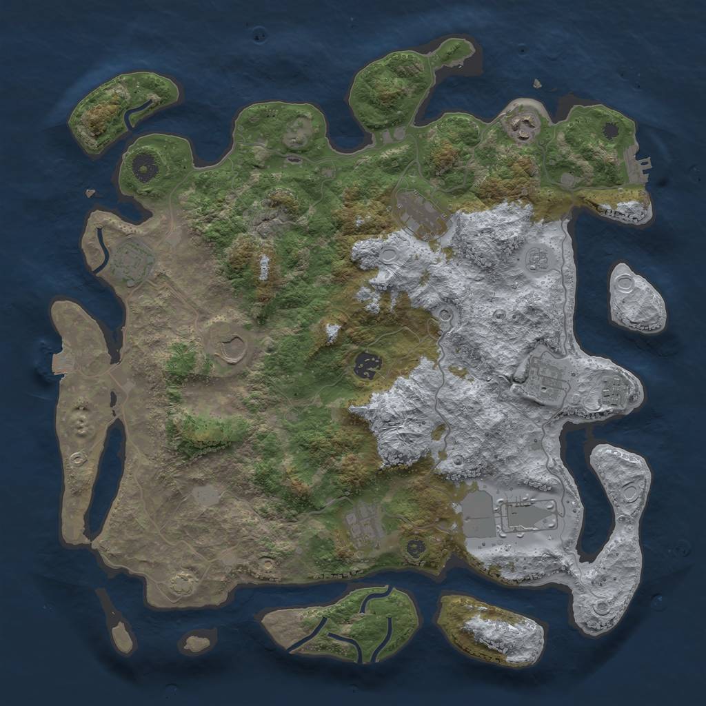 Rust Map: Procedural Map, Size: 3900, Seed: 72842211, 16 Monuments