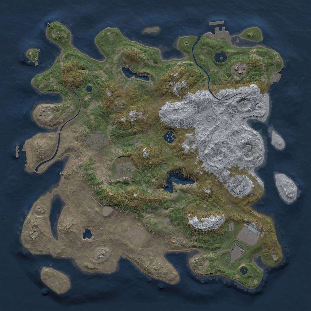 Rust Map: Procedural Map, Size: 4000, Seed: 2123306189, 14 Monuments
