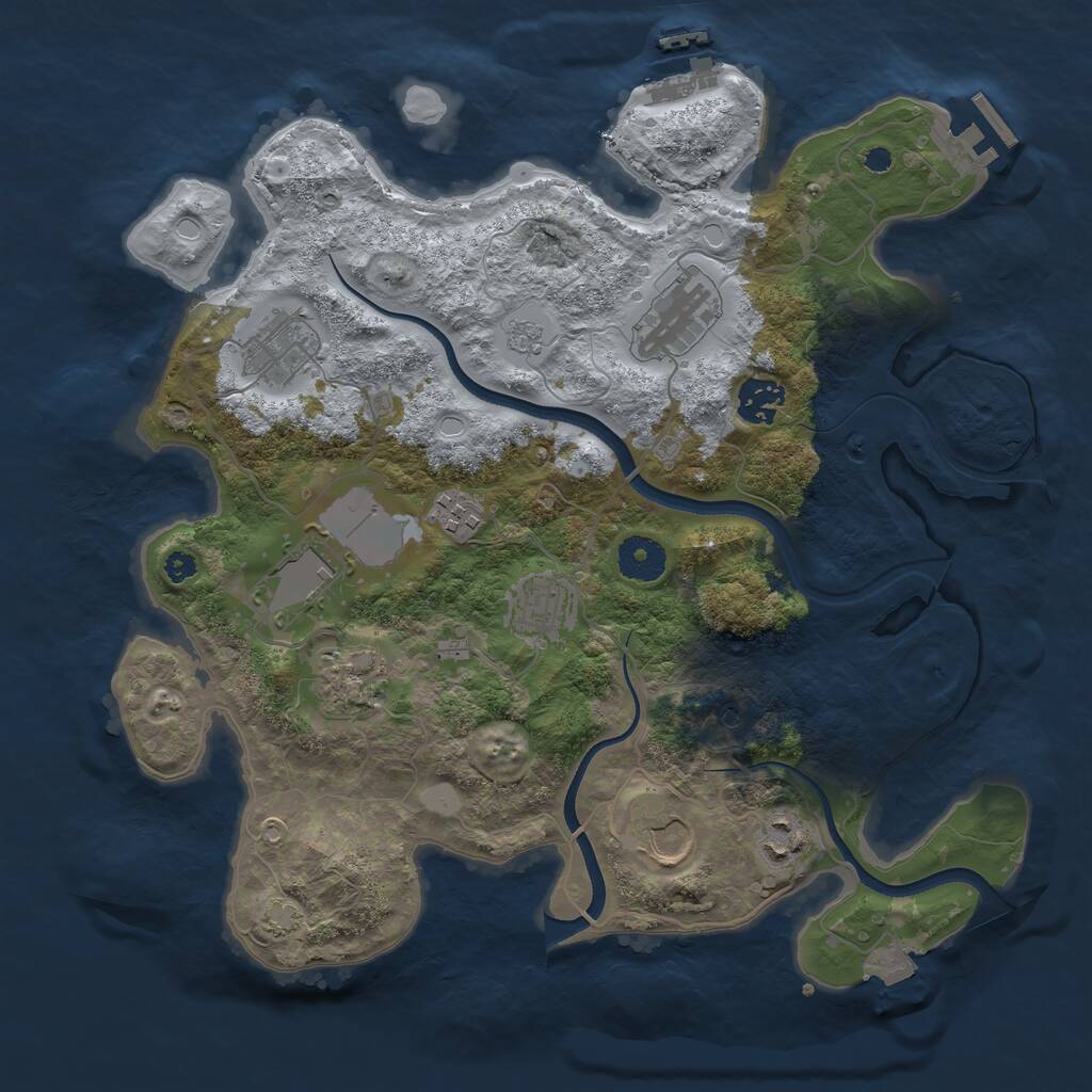 Rust Map: Procedural Map, Size: 3500, Seed: 848353645, 15 Monuments