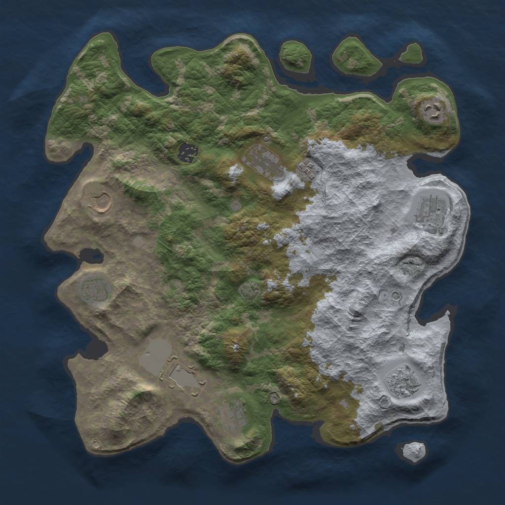 Rust Map: Barren, Size: 3800, Seed: 37978349, 14 Monuments