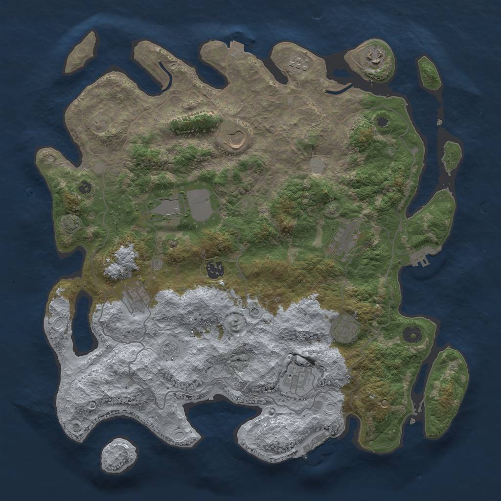 Rust Map: Procedural Map, Size: 4100, Seed: 27487946, 17 Monuments