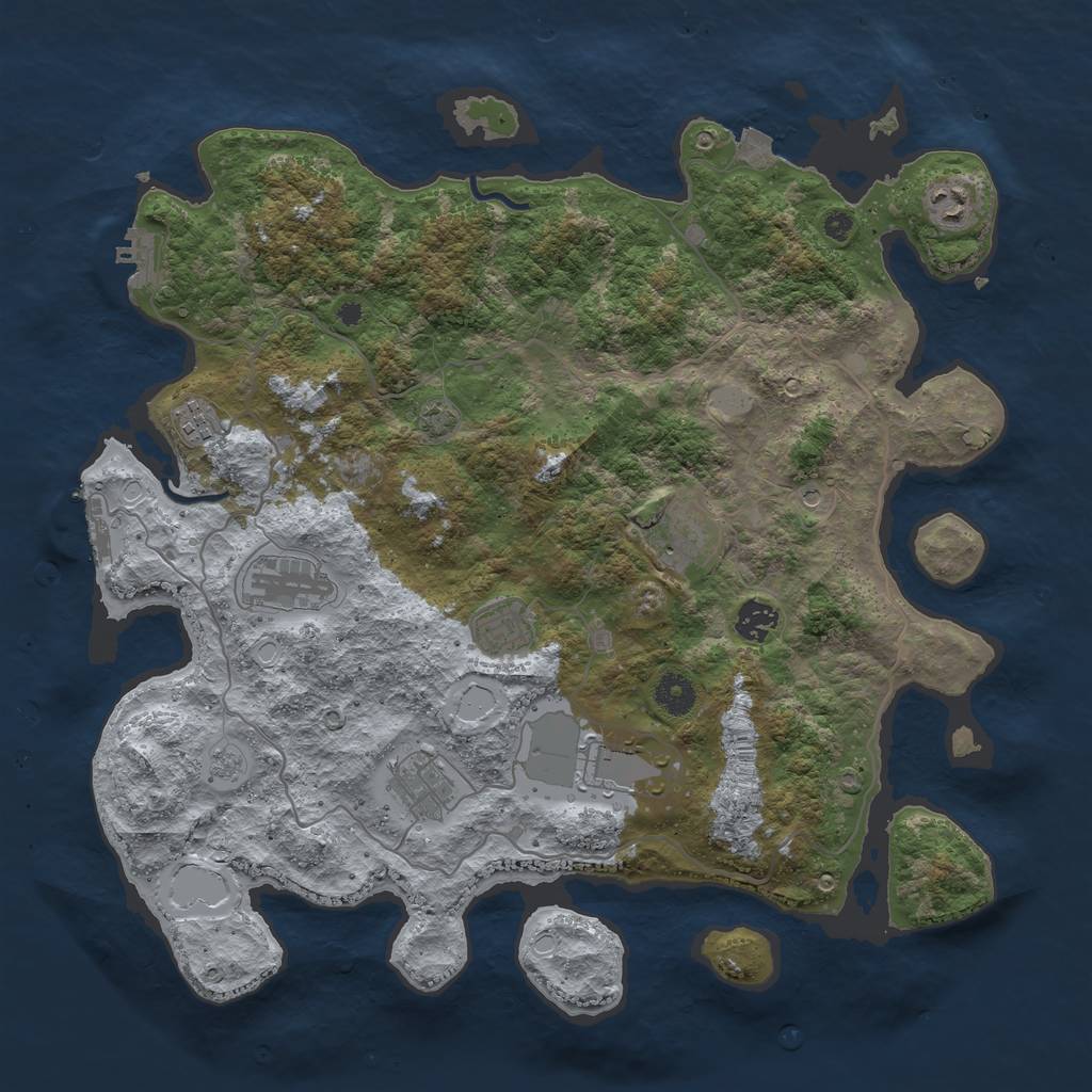 Rust Map: Procedural Map, Size: 4000, Seed: 68951129, 16 Monuments