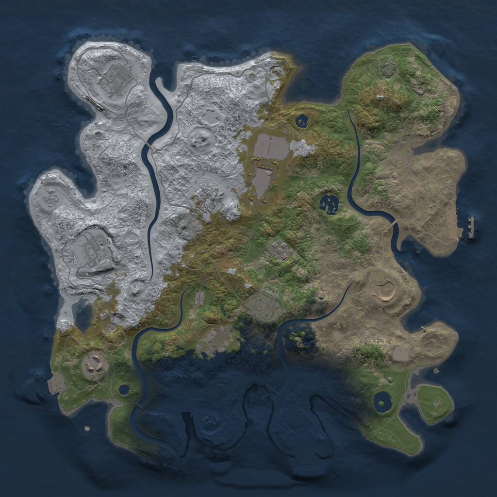 Rust Map: Procedural Map, Size: 3750, Seed: 60932078, 16 Monuments