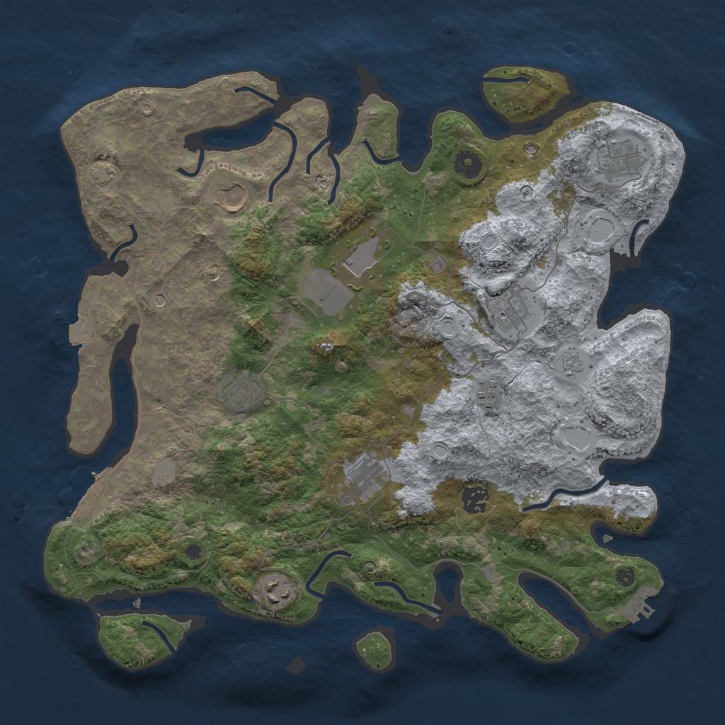 Rust Map: Procedural Map, Size: 3900, Seed: 79068894, 17 Monuments