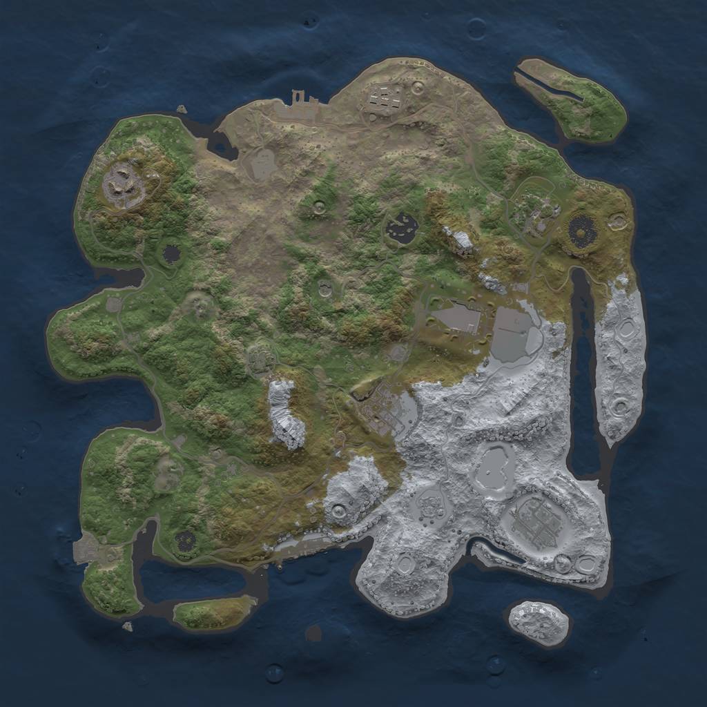 Rust Map: Procedural Map, Size: 3500, Seed: 544585, 15 Monuments