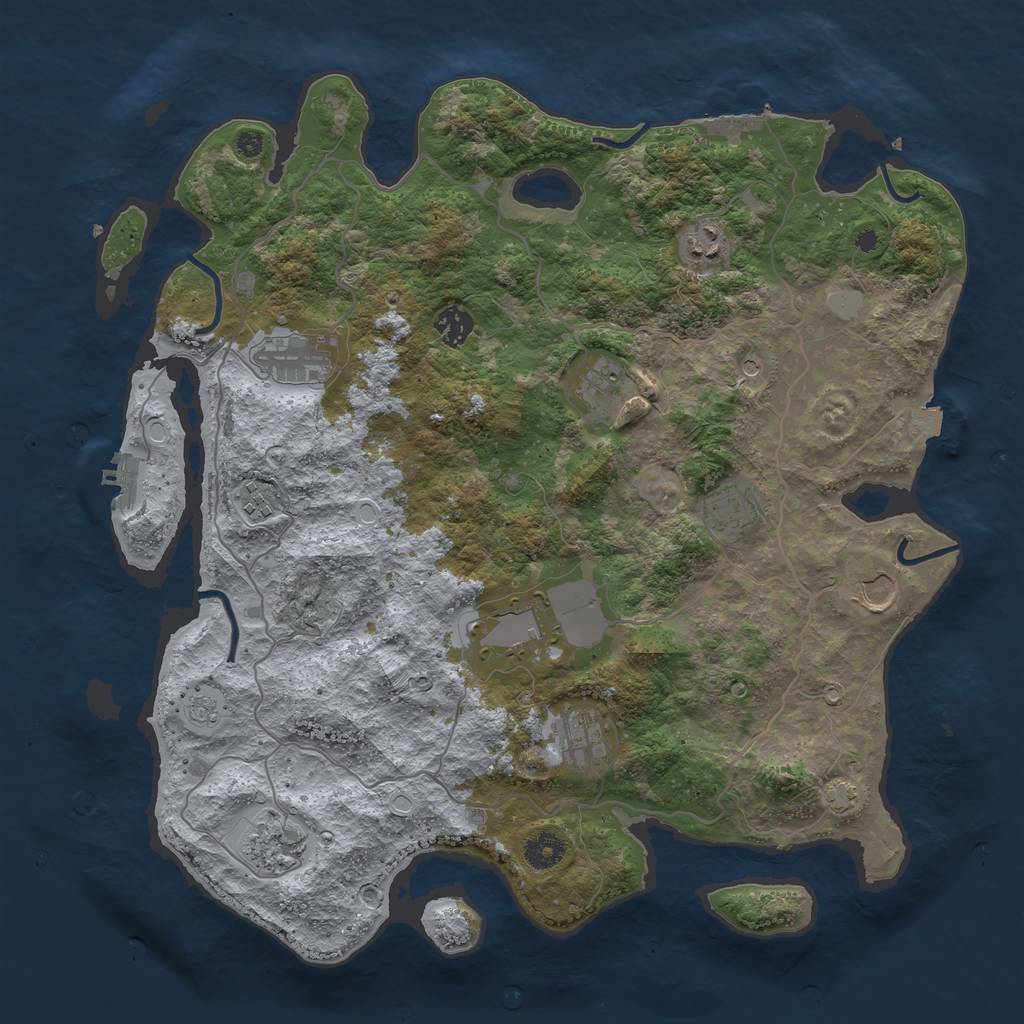 Rust Map: Procedural Map, Size: 4000, Seed: 2074306575, 18 Monuments