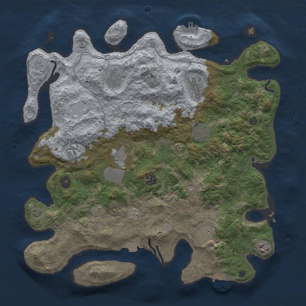 Rust Map: Procedural Map, Size: 4000, Seed: 1043029531, 17 Monuments