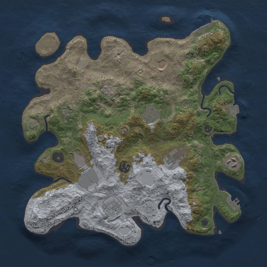 Rust Map: Procedural Map, Size: 3500, Seed: 52641337, 17 Monuments