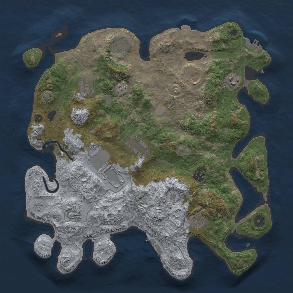 Rust Map: Procedural Map, Size: 3750, Seed: 410166901, 18 Monuments
