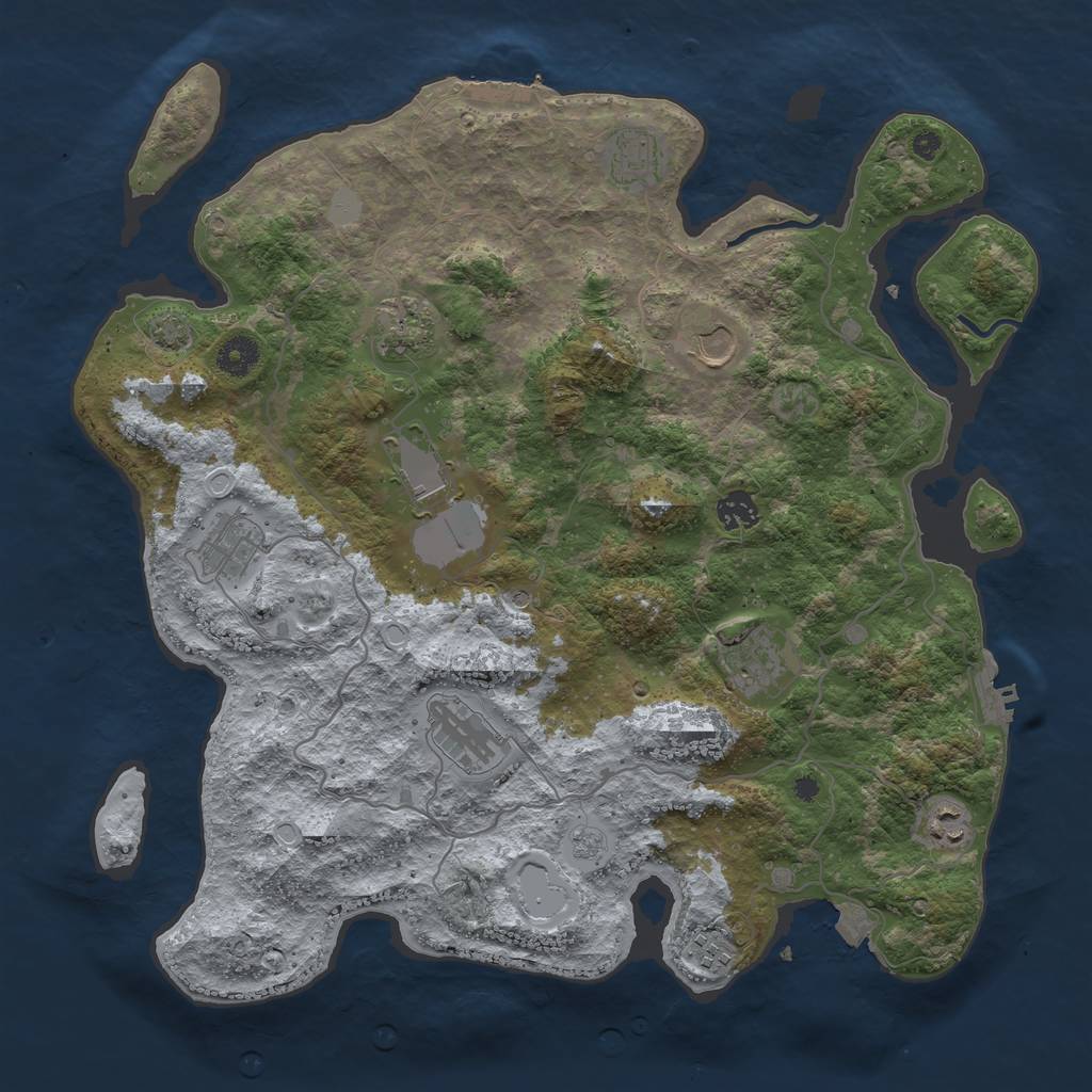 Rust Map: Procedural Map, Size: 4000, Seed: 2079145244, 18 Monuments