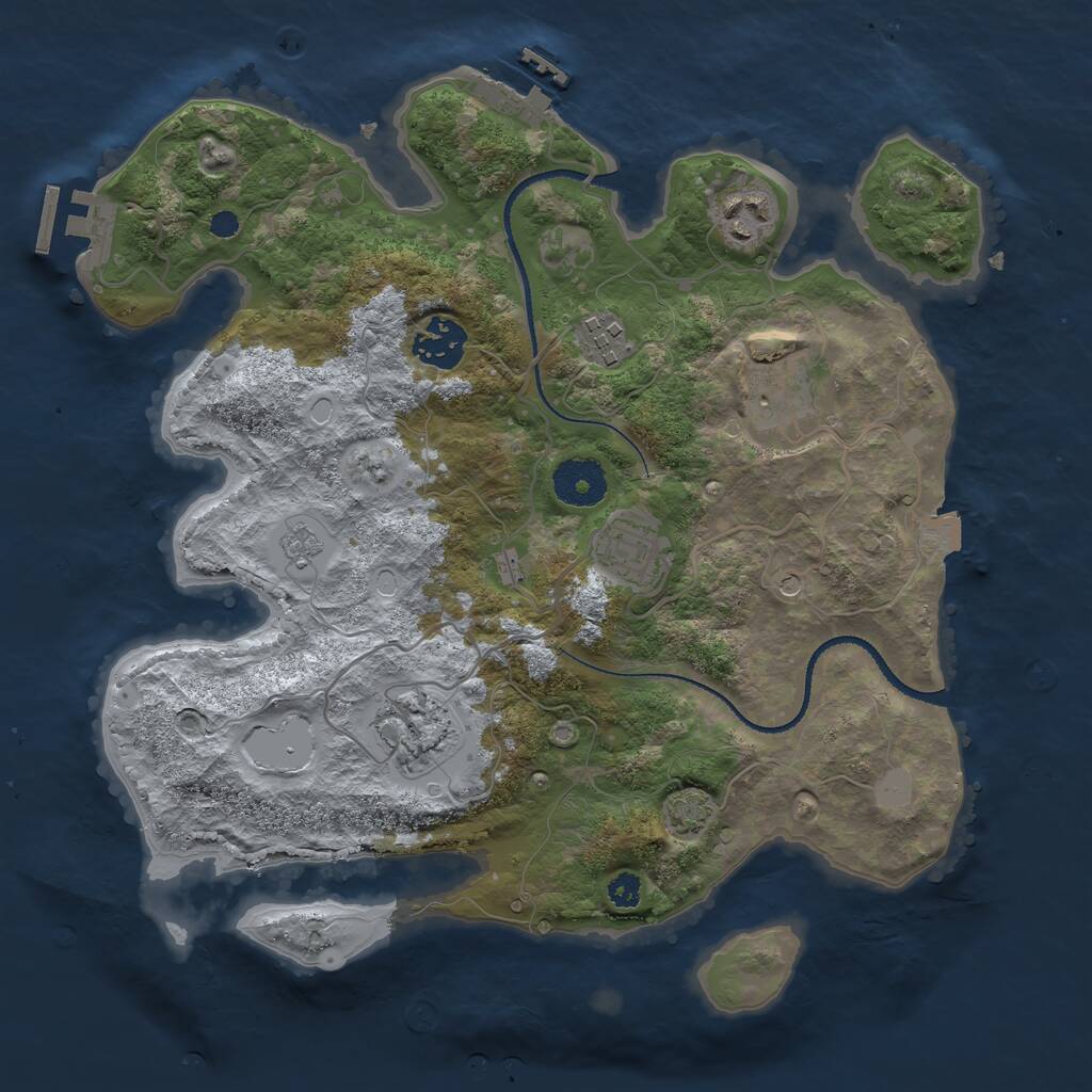 Rust Map: Procedural Map, Size: 3200, Seed: 1211269703, 12 Monuments