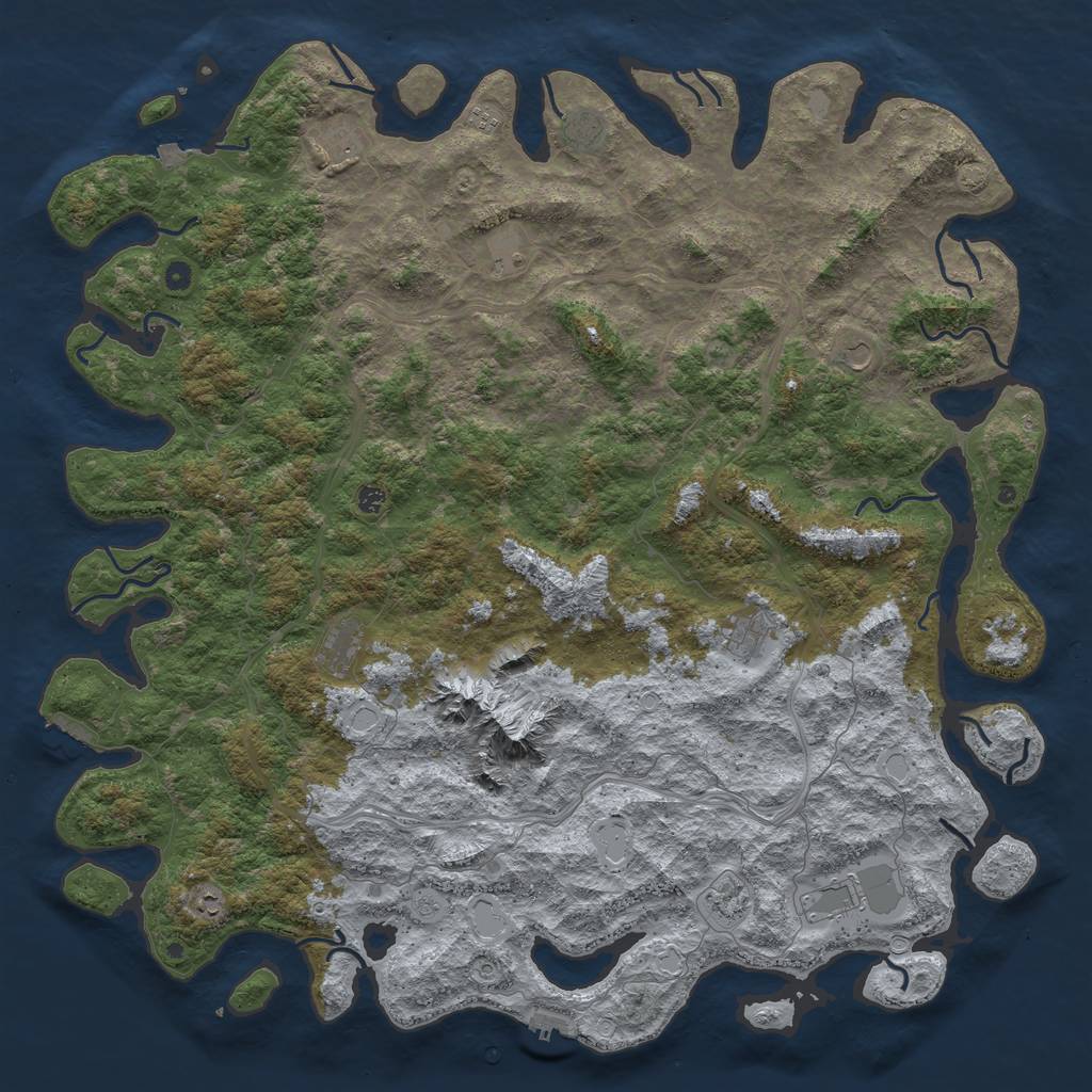Rust Map: Procedural Map, Size: 6000, Seed: 389089, 19 Monuments